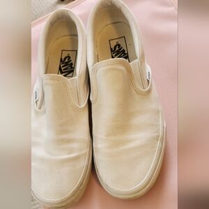 Vans Slip-On Canvas Shoes in Off-White